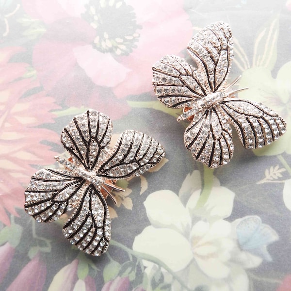 Sparkly Butterfly Clips for Shoes - Add a Shine to Your Step! For pumps, sandals, wedges. - Two clips - 2 inches. Women's fashion accessory