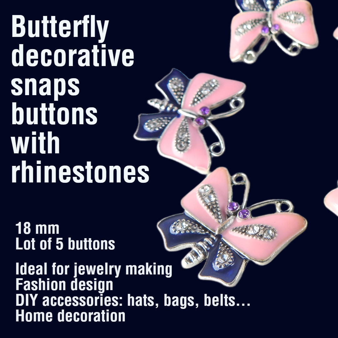 Pink Purple Butterfly Button Snaps for Jewelry, Purse, Coat, and ...