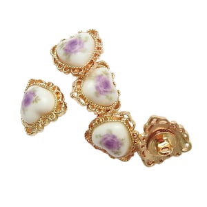 Bottoni a forma di fiore di rosa in stile vintage con gambo sul retro: perfetti per cucire, abbellire e realizzare progetti artigianali fantasiosi - Set da 5, 10 mm