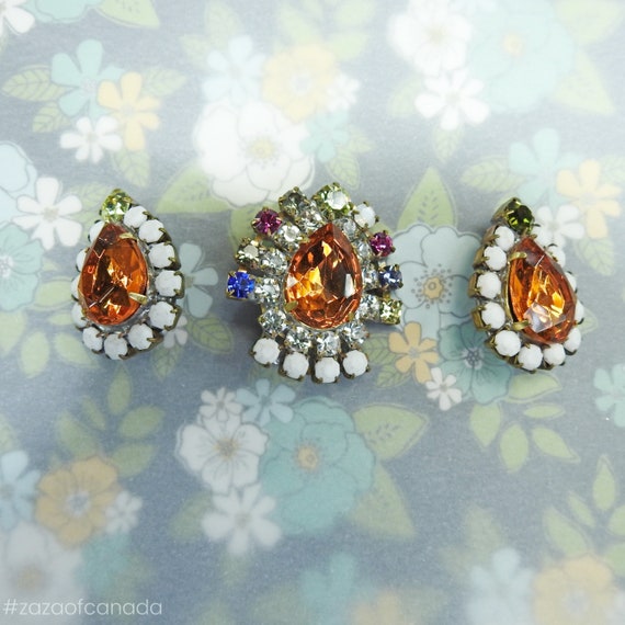 White and Orange glass fancy buttons