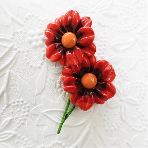 Red poppy flower brooch for women, Vintage brooches and pins, vintage jewelry, brooch the subject, birthday gifts, perfect gift for mom