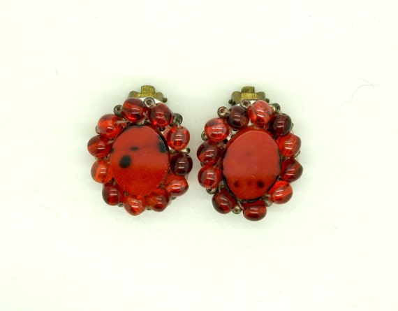 Clip on earrings vintage for women red earrings for prom for non pierced ears clip-on earrings earings vintage clipon ruby clip ons