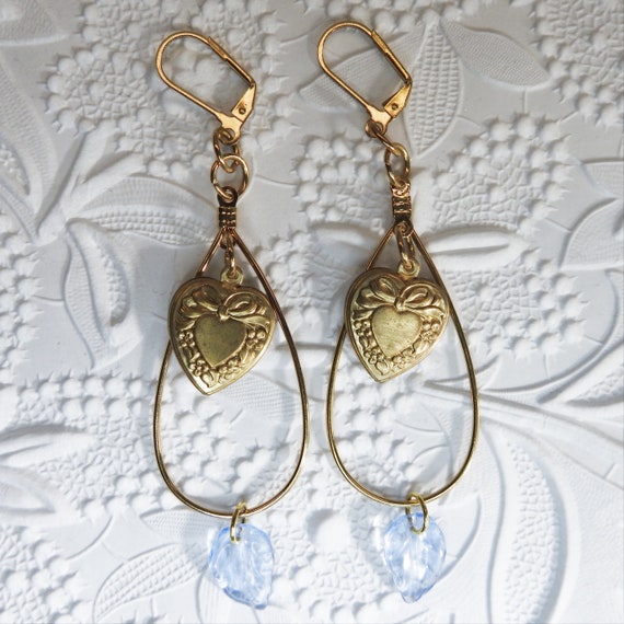 Blue heart Dangle Earrings