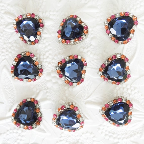 Rhinestone heart buttons
