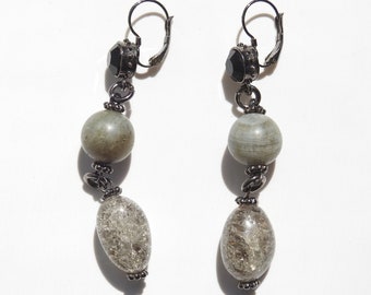 Vintage Smoky Quartz Drop Earrings – Unique Long Beaded Dangle Earrings, Handmade Boho Chic Jewelry, Perfect Gift for Women, Wife, Mom