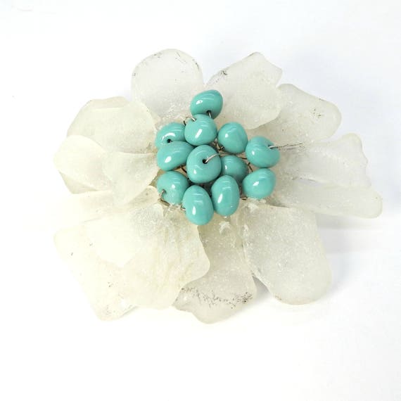 BLUE WHITE BROOCH floral for Spring!