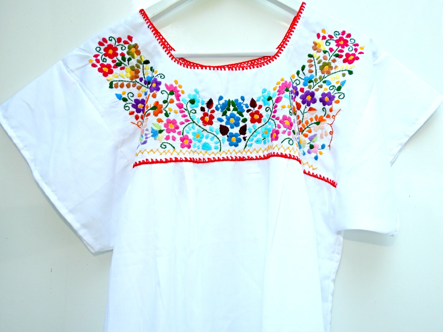 Embroidered Puebla Dress White And With Lace For A Unique Boho