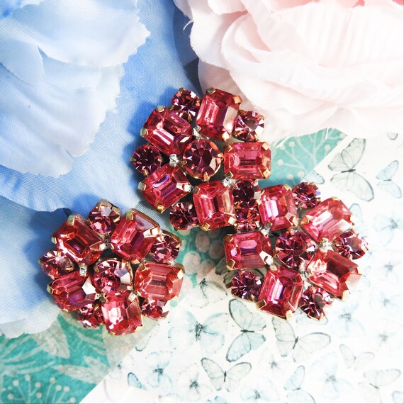 Czech pink glass buttons jewelry, lot of large buttons, bohemian glass vintage buttons, amazing birthday gifts for her, buy antique button