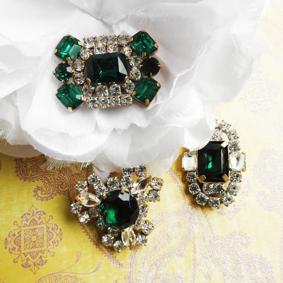 Dark green glass buttons