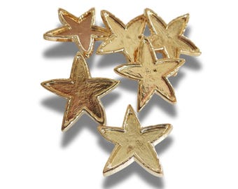 Set of 6 Vintage Star Shank Buttons – 30mm Decorative Metal Buttons for Sewing, Crafts, DIY & Upcycled Clothing Projects - Fast Shipping