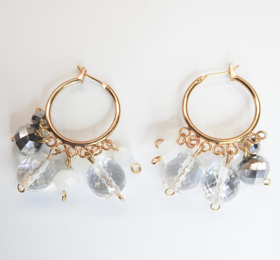 Dangle hoop earrings with beads