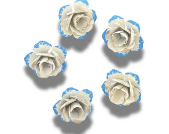 Set of 5 vintage-style jeweled buttons, 25mm, matte finish, shank back. Perfect for bridal, crafts, or embellishing accessories. Made in CA