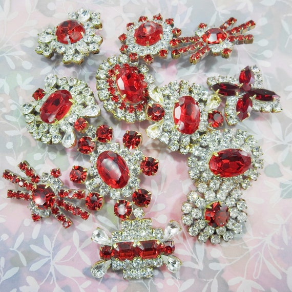 Costume jewelry red buttons lot
