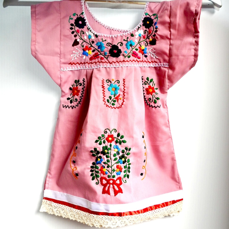 Dusty Pink Dress For Mexican Baby Mexican Dress Girl Etsy