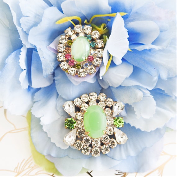 Green rhinestone buttons for jewellery making