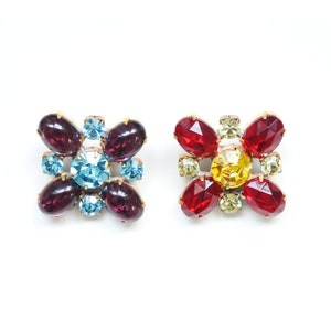 Juwel Knöpfe mit Öse Rückseite - Böhmische Glasknöpfe, Haute Couture Abendkleider Verzierungen - 2er-Set, 30 mm, Für Abendkleider, Roben, Anzüge