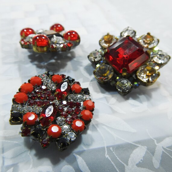 VINTAGE ruby red GLASS BUTTONS, gifts for sewers, sewing buttons shank finds, unique Fancy antique clothing buttons for ladies suits