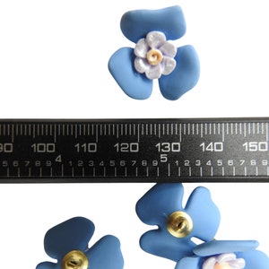 Decorative blue floral buttons, for sewing, crafts, and jewelry making. Lot of 3, 1 inch, 25 mm. To sew on fancy hats, shirts, bracelets image 2