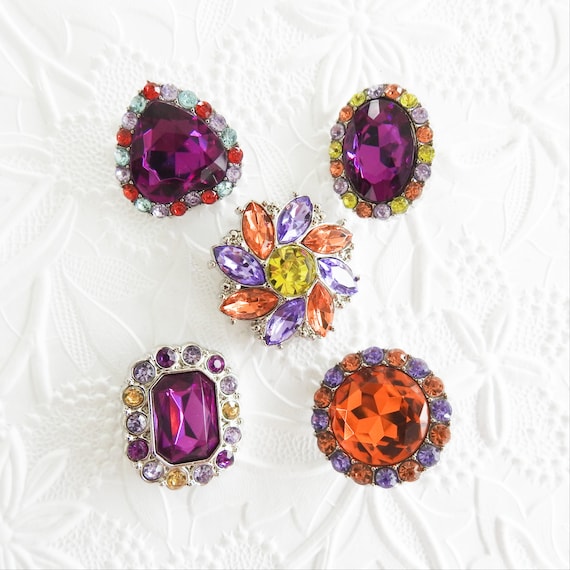 Purple rhinestone buttons