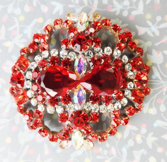 Red large brooch