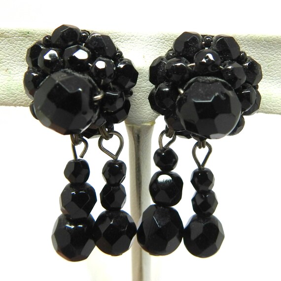 BLACK CLIP ON drop earring for non pierced ears