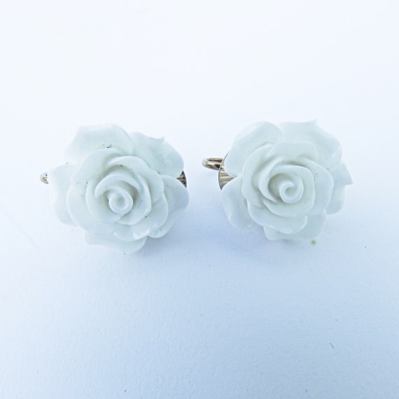 White clip on earrings for women