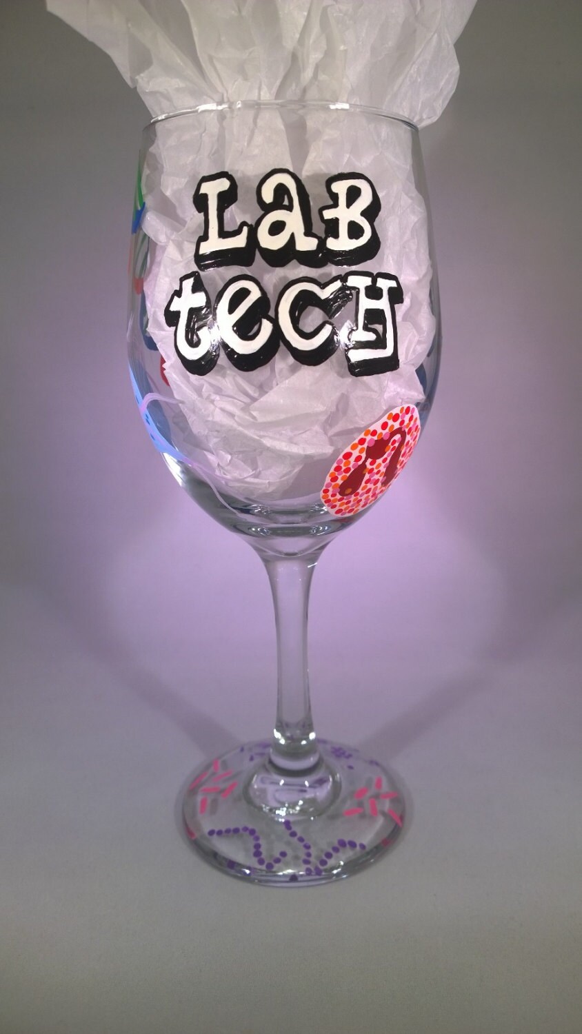 Lab Tech Hand Painted Wine Glass Medical Laboratory MLT Etsy