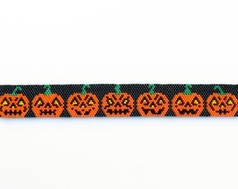 Easy Even Count Peyote Halloween Pumpkin Peyote Pattern, Jack O'lantern Pattern, Even Count Pumpkin Bracelet Pattern, Bead Pattern, 5 Color