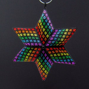 3D Peyote Star Beading Pattern, Beaded Ornament Pattern, Dimensional Rainbow Star Pattern, Asymmetrical Warped Square Peyote Pattern 19 Rows