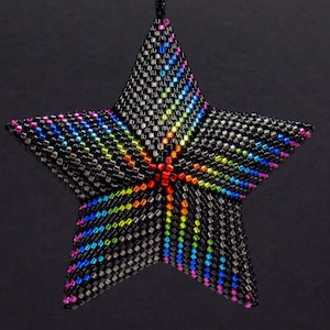 3D Peyote Beaded Star Ornament Beading Pattern, 14 Row, 11 Color, Silver Lined Windmill Beaded Star, 7 Page PDF, Many Photos, Quick & Easy!