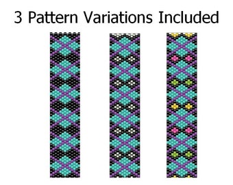 Odd Count Peyote, Delica Beading Patterns, Argyle Diamonds, PDF Bead Patterns, Flat Peyote Patterns