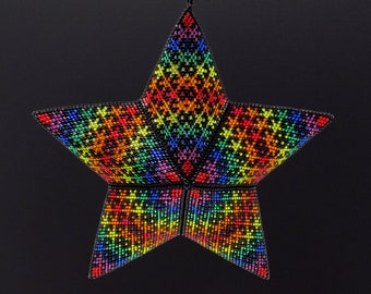 Tie Dye Ornament Beading Pattern, 3D Peyote Star Ornament Beading Patterns for Size 11 Delica Beads Rainbow Bead Pattern PDF Pattern 29 Rows