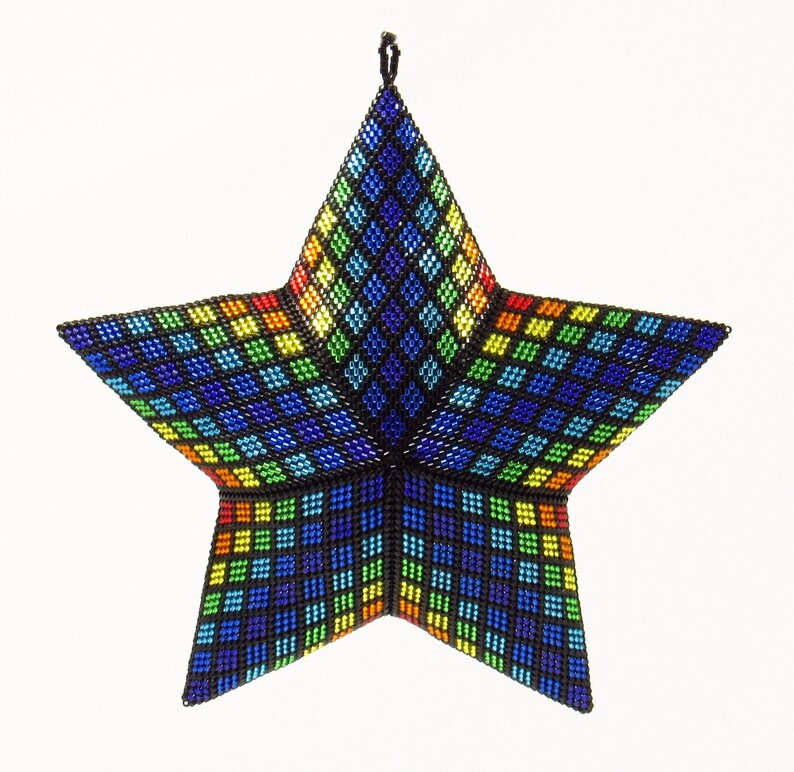 3D Beaded Star Pattern 3 Dimensional Puffy Star Ornament | Etsy