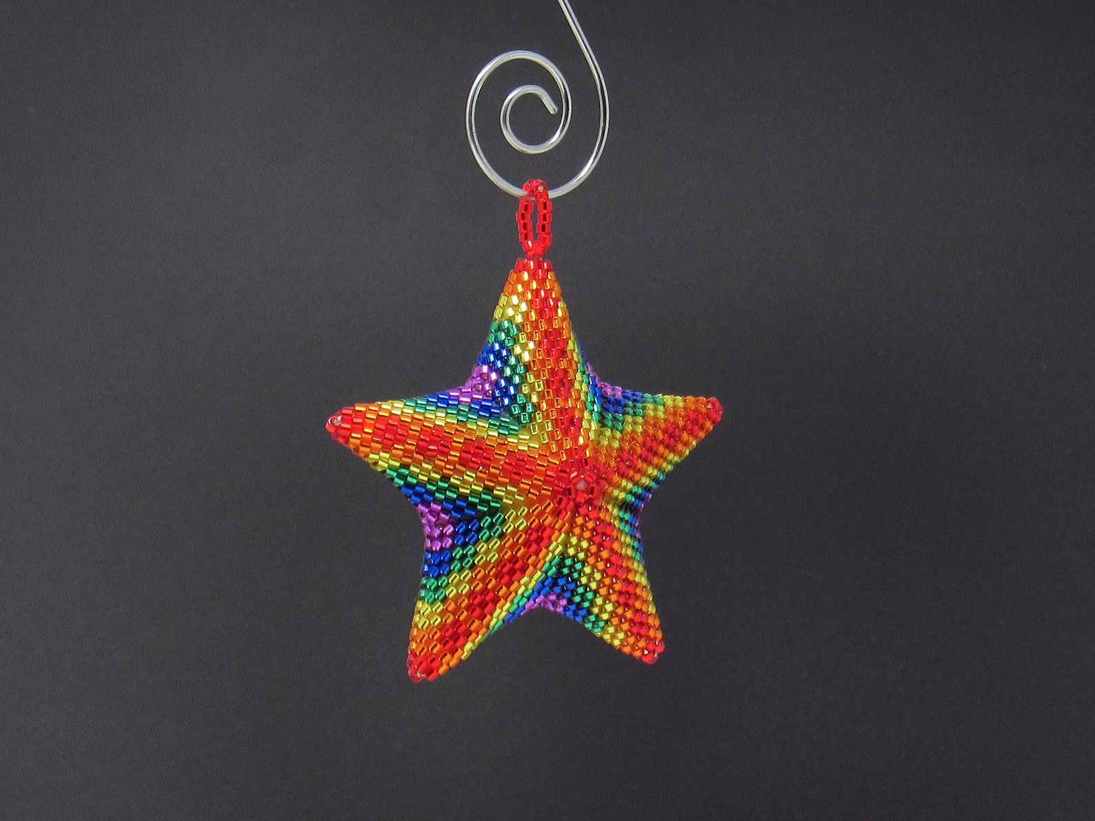 3D Beaded Star Ornament Pattern, Warped Square, Peyote 3D Star Beading