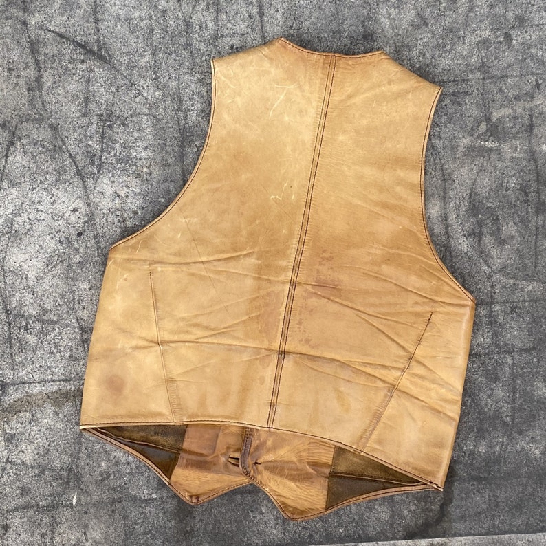 Vintage 60s Custom Leather Vest 1960s Suwanee Leathers Fitted Hippie Vest