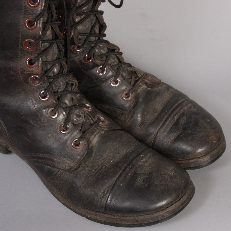 Vintage 50s Korean War COMBAT BOOTS / Brown Leather Men's Etsy