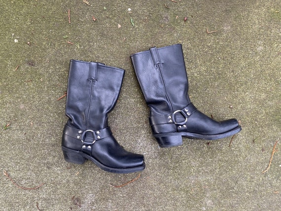 Vintage Frye Harness Boots / Women's Black Leather