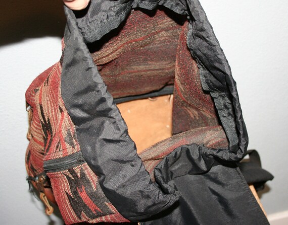 90s JANSPORT BACKPACK / Aztec Navajo Tribal Leather Trim - Etsy