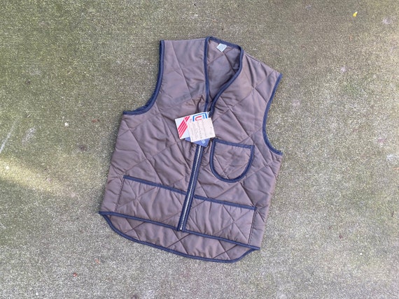 Vintage 70s Quilted Work Vest / 1970s Deadstock Pu