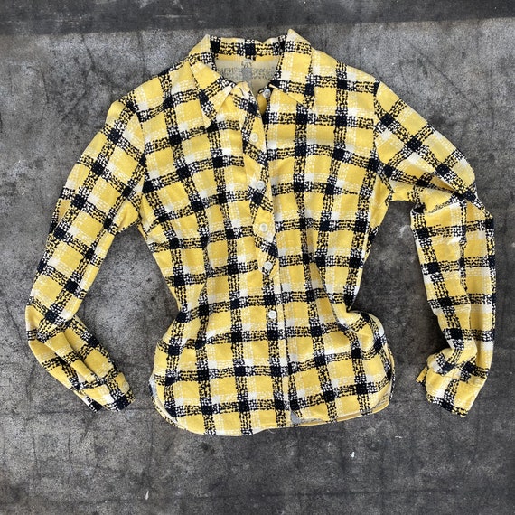 Vintage 40s Plaid Flannel Blouse / 1940s Women's C