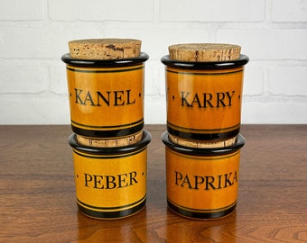 Knabstrup Denmark Ceramic Spice Canisters, Jars - Set of 4