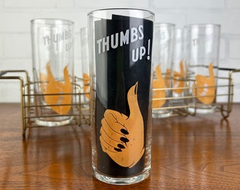 Set of 8 Funky Thumbs Up! Tumbler Glasses with Caddy