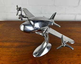 Vintage Metal Airplane Desk Sculpture