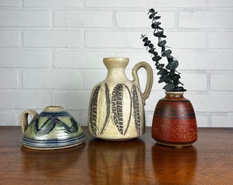 Trio of Vintage Studio Pottery Pitchers/Vases