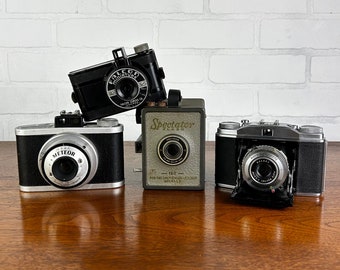 Set of 4 Vintage Cameras - Instant Collection - Falcon, Meteor, Agfa, Spectator Flash