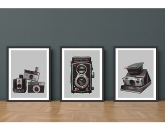 Glitch Cameras - Set of 3 Art Prints