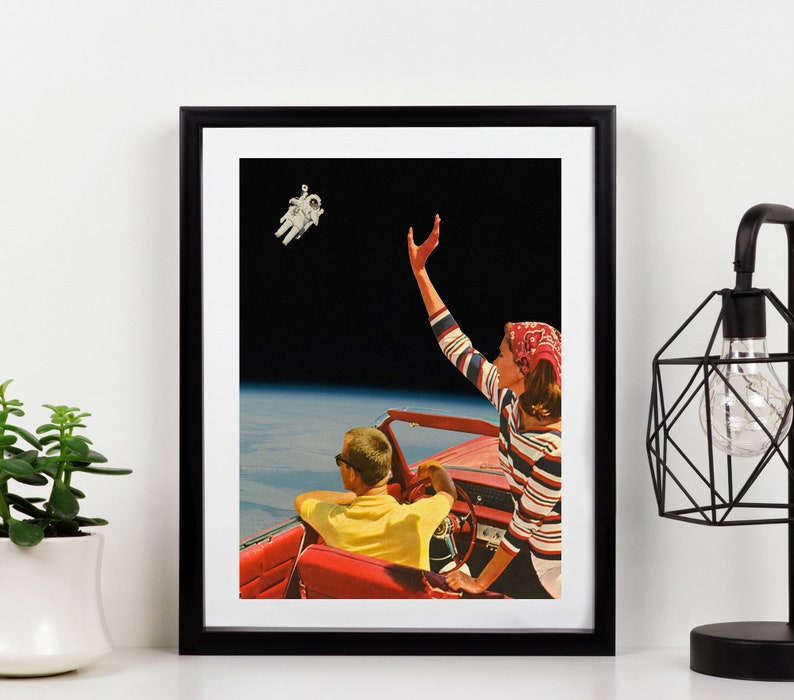 I Think We May Be Lost Mid Century MCM Surreal Space Collage Print image 1