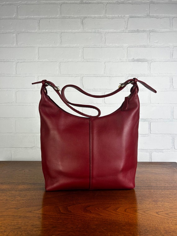Vintage Genuine Leather Red Y2K Handbag Shoulder B