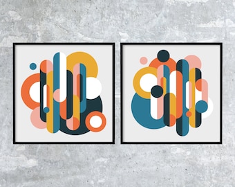 Flow Duo - Pair of Colorful Retro-Inspired Original Art Prints