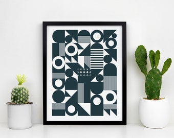 Harmony in Cool Black - 11x14 Mid Century Inspired Original Art Print